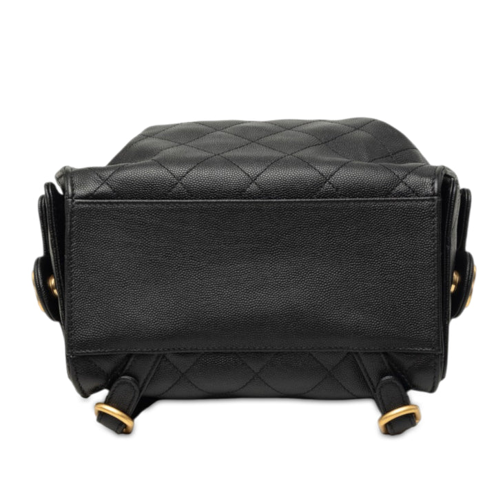 Matelassé Chanel 25 Sac à dos Moyen Cuir caviar Noir