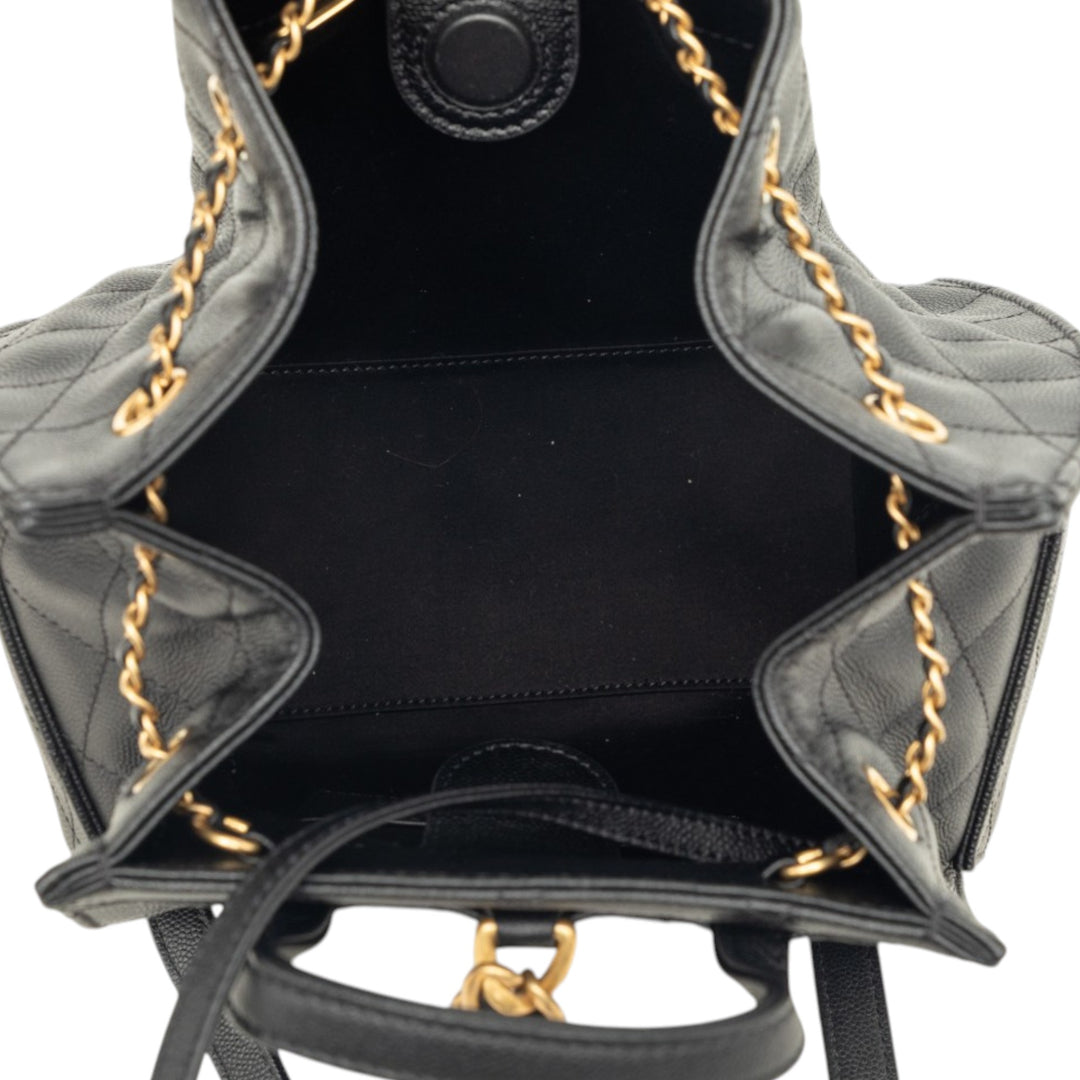 Matelassé Chanel 25 Sac à dos Moyen Cuir caviar Noir