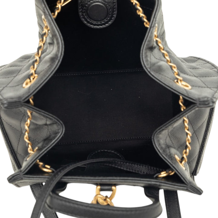 Matelassé Chanel 25 Sac à dos Moyen Cuir caviar Noir