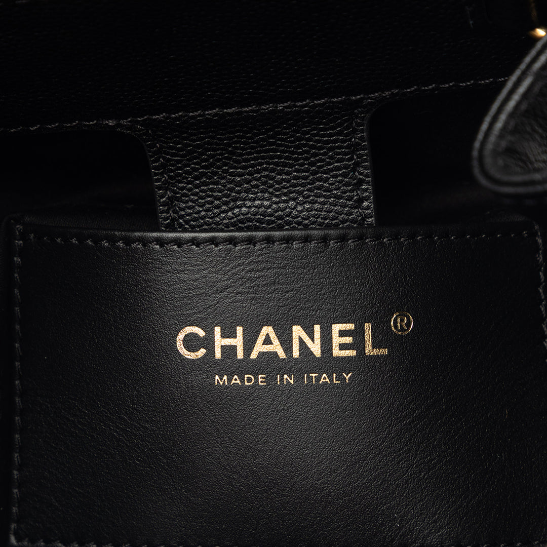 Matelassé Chanel 25 Sac à dos Moyen Cuir caviar Noir