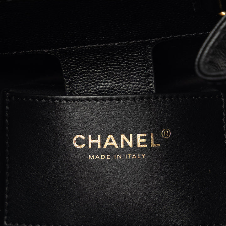 Matelassé Chanel 25 Sac à dos Moyen Cuir caviar Noir