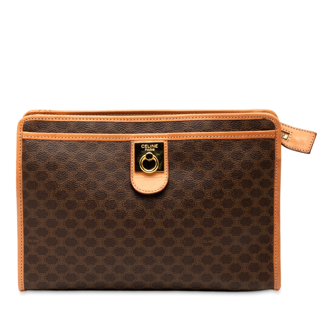 Celine Macadam Coated Toile Pochette Marron – GABY PARIS Authentique