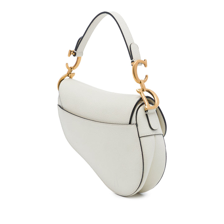 Dior grainé Saddle Sac Mini Cuir de veau grainé Blanc – vue 2 – GABY PARIS