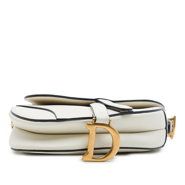 Dior grainé Saddle Sac Mini Cuir de veau grainé Blanc – vue 3 – GABY PARIS