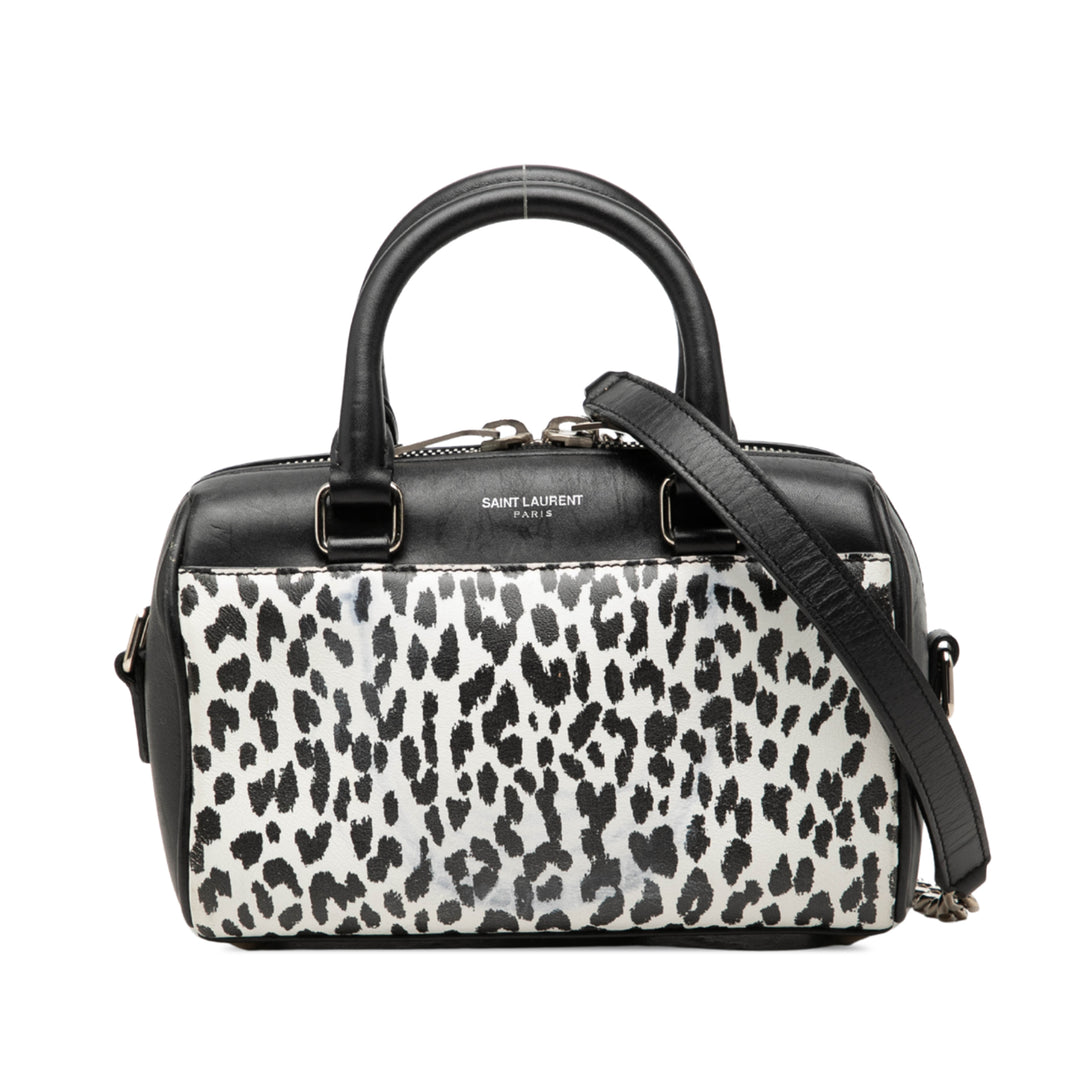 Saint Laurent Leopard Imprimé Classic Duffle Sac Toy Noir