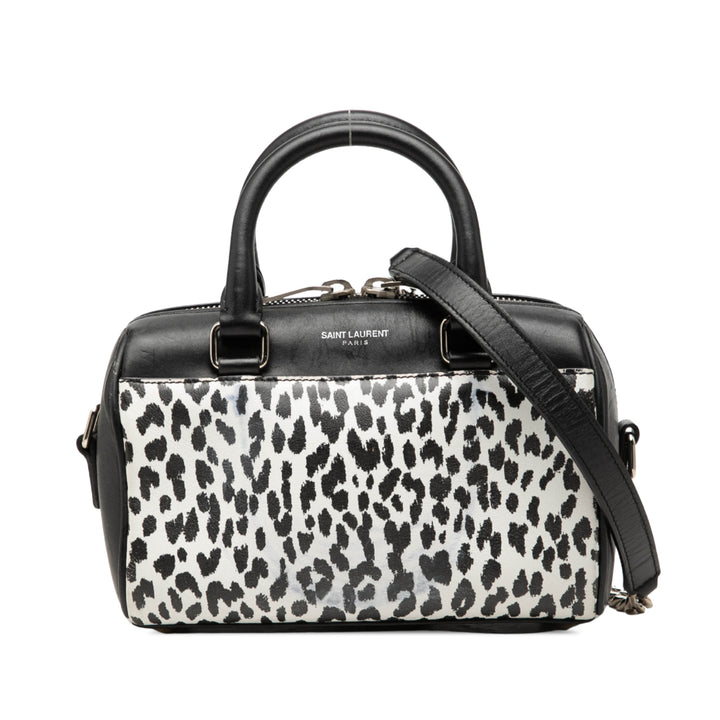 Saint Laurent Leopard Imprimé Classic Duffle Sac Toy Noir