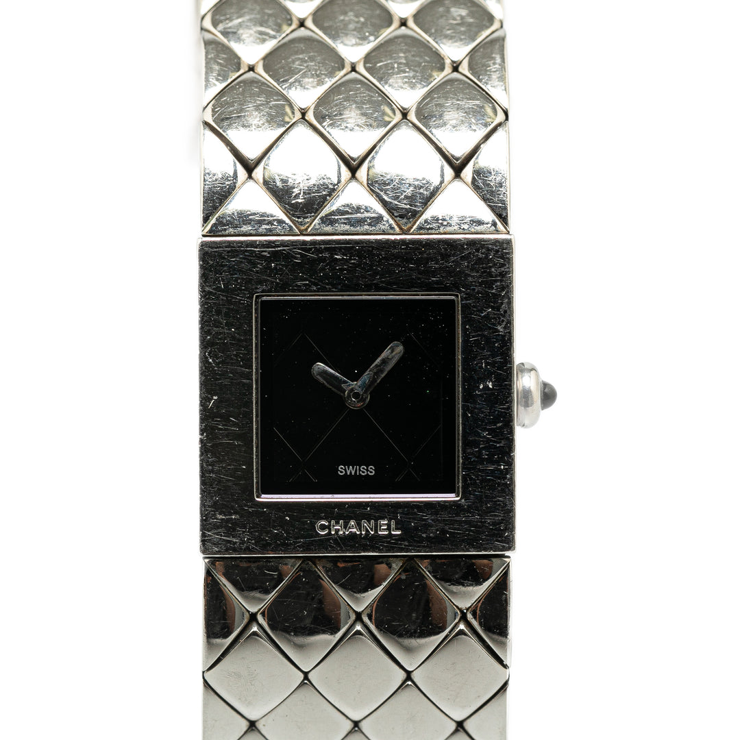 Quartz Stainless Steel Matelasse Watch Silver - Gaby Paris