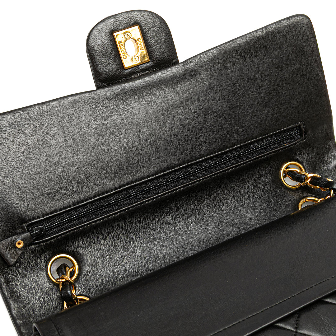 Medium Classic Lambskin Double Flap Black - Gaby Paris