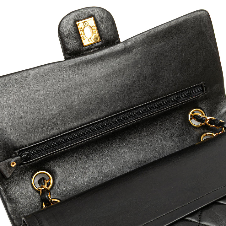 Medium Classic Lambskin Double Flap Black - Gaby Paris