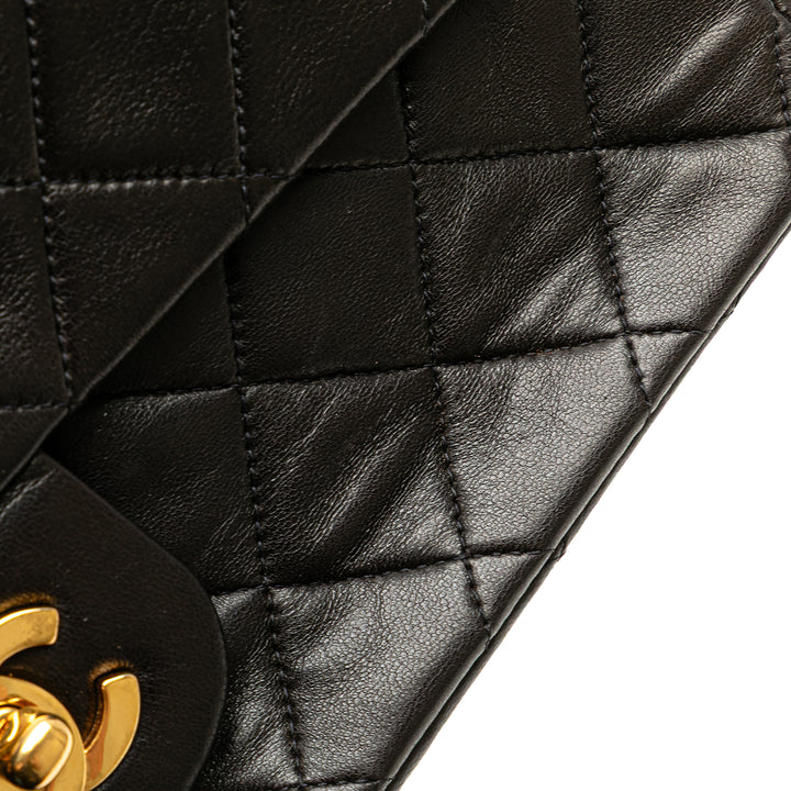 Medium Classic Lambskin Double Flap Black - Gaby Paris