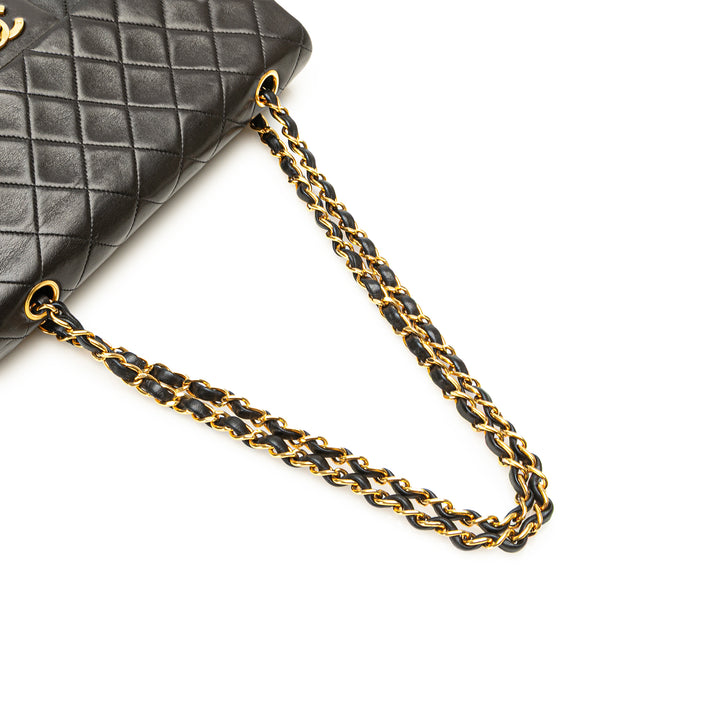 Medium Classic Lambskin Double Flap Black - Gaby Paris