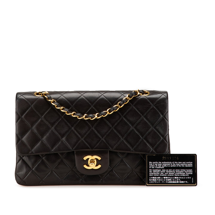 Medium Classic Lambskin Double Flap Black - Gaby Paris
