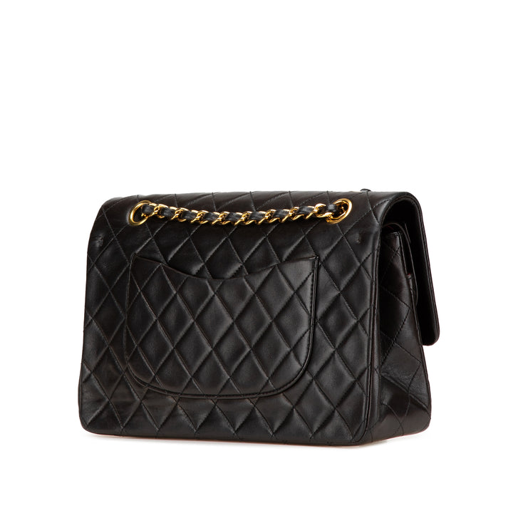 Medium Classic Lambskin Double Flap Black - Gaby Paris