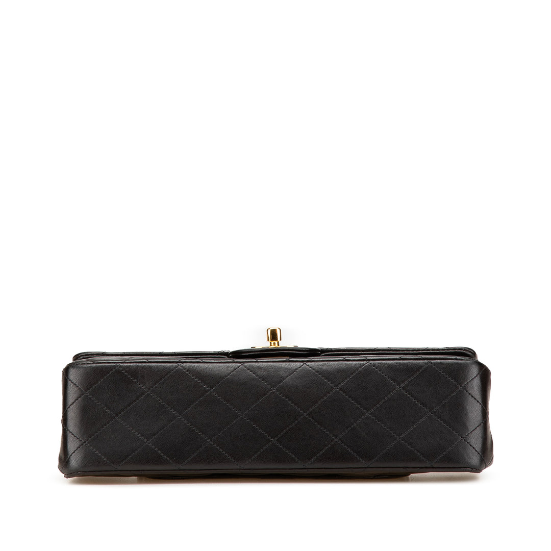 Medium Classic Lambskin Double Flap Black - Gaby Paris