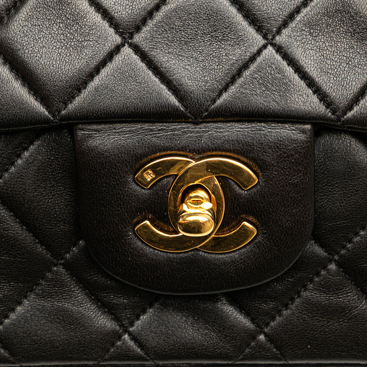 Medium Classic Lambskin Double Flap Black - Gaby Paris