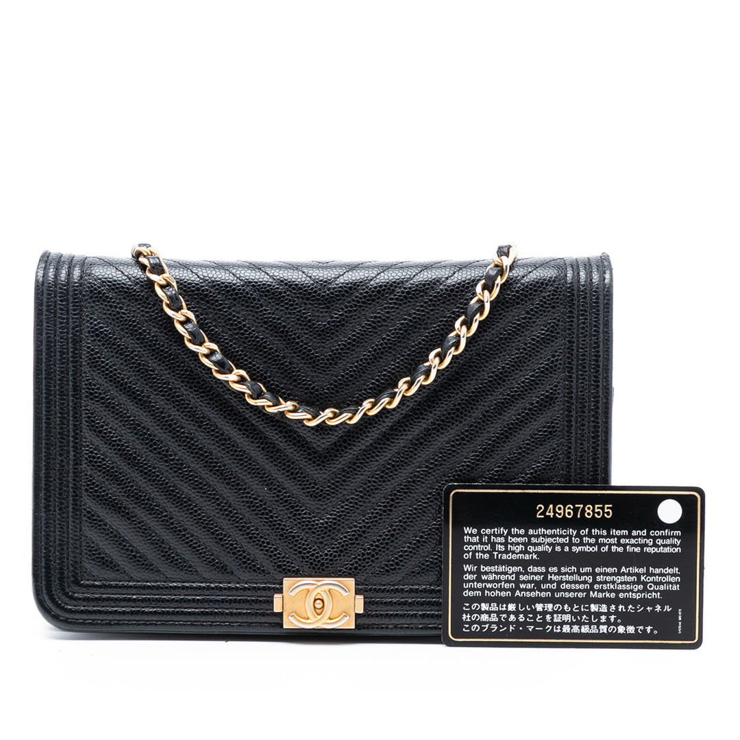 Chanel Chevron Caviar Boy Wallet on Chain
