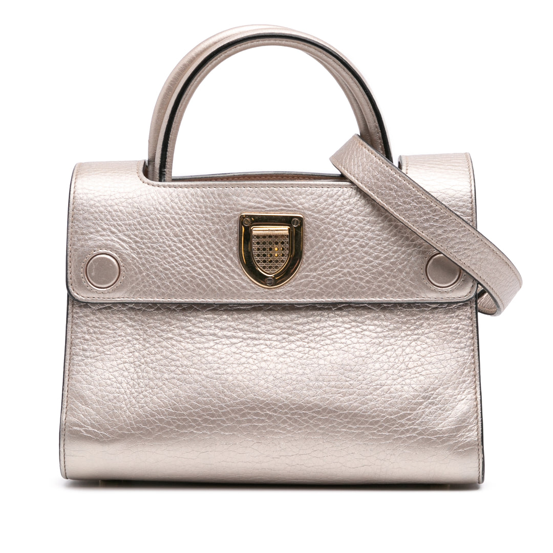 Mini Grained Calfskin Diorever Satchel Silver - Gaby Paris