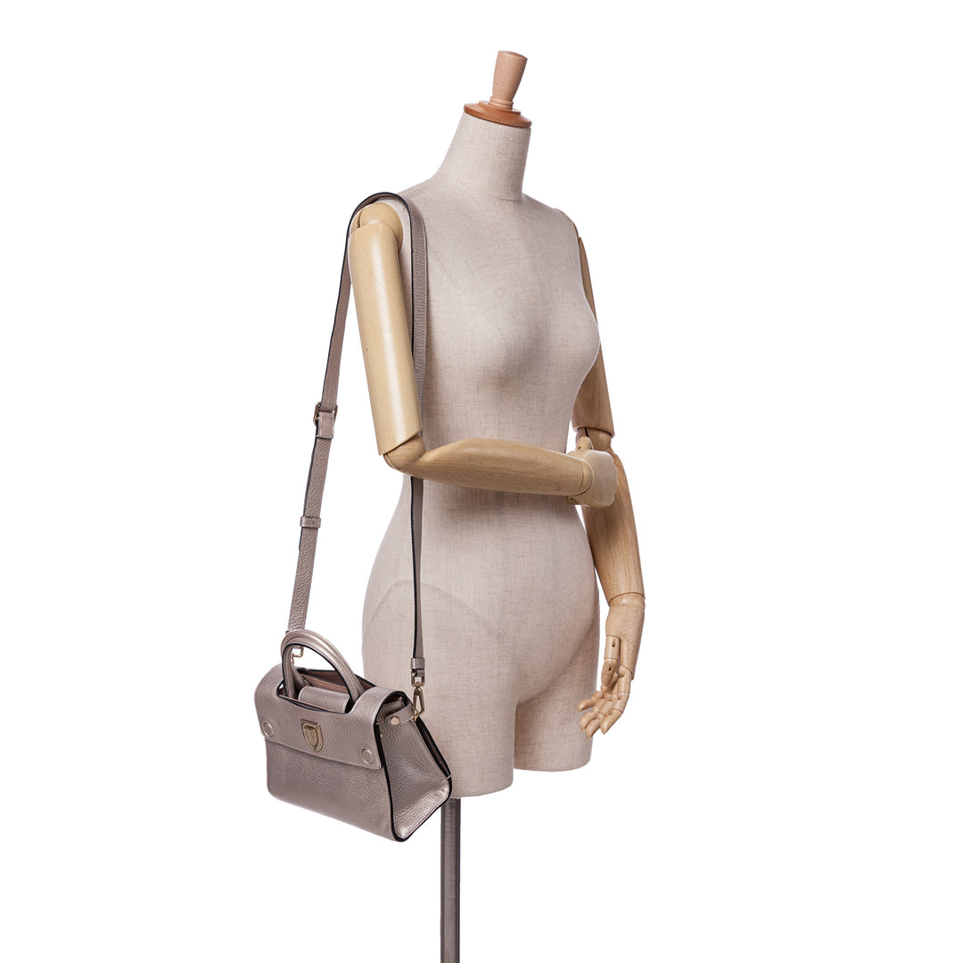 Mini Grained Calfskin Diorever Satchel Silver - Gaby Paris