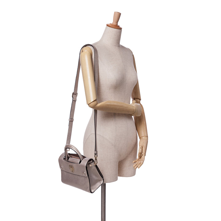 Mini Grained Calfskin Diorever Satchel Silver - Gaby Paris