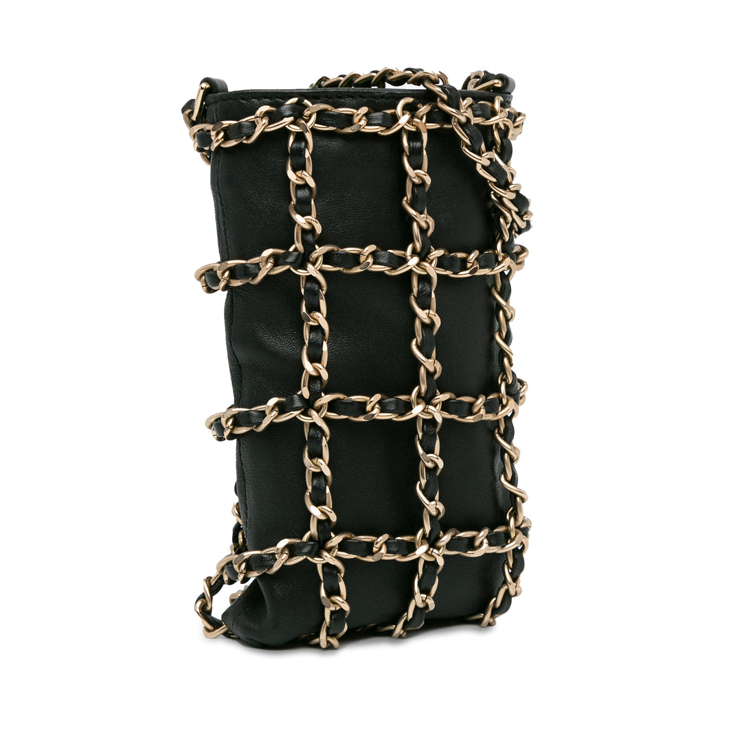 Chanel Lambskin Tech Me Out Clutch With Chain Black - GABY PARIS