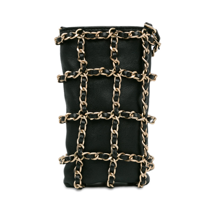 Chanel Lambskin Tech Me Out Clutch With Chain Black - GABY PARIS