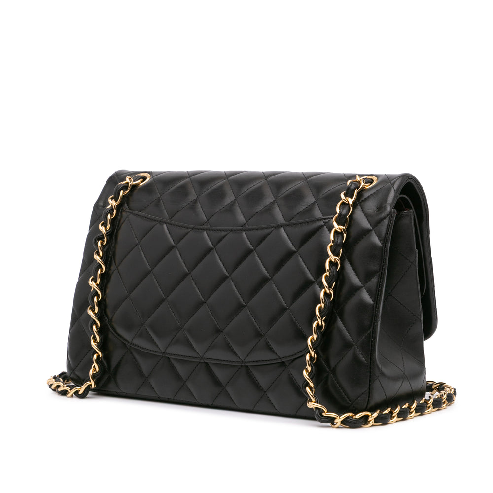 Jumbo Classic Lambskin Double Flap Black - Gaby Paris