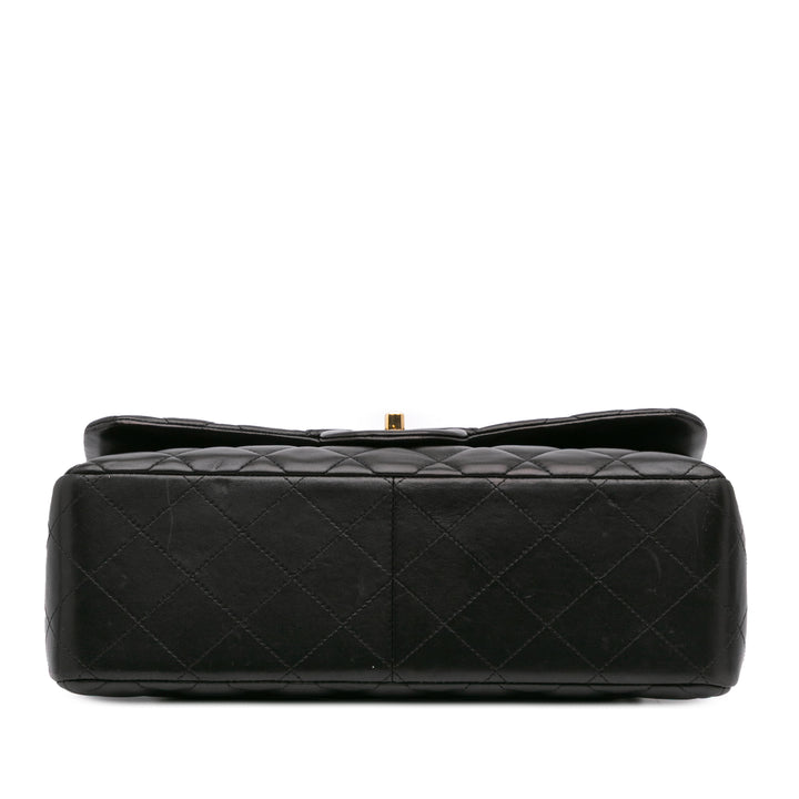 Jumbo Classic Lambskin Double Flap Black - Gaby Paris