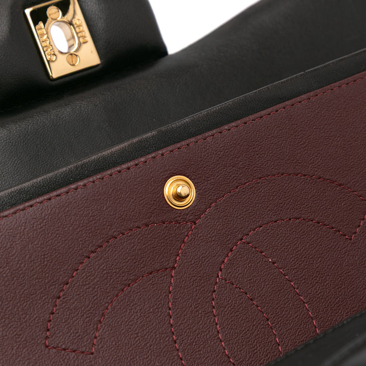 Jumbo Classic Lambskin Double Flap Black - Gaby Paris