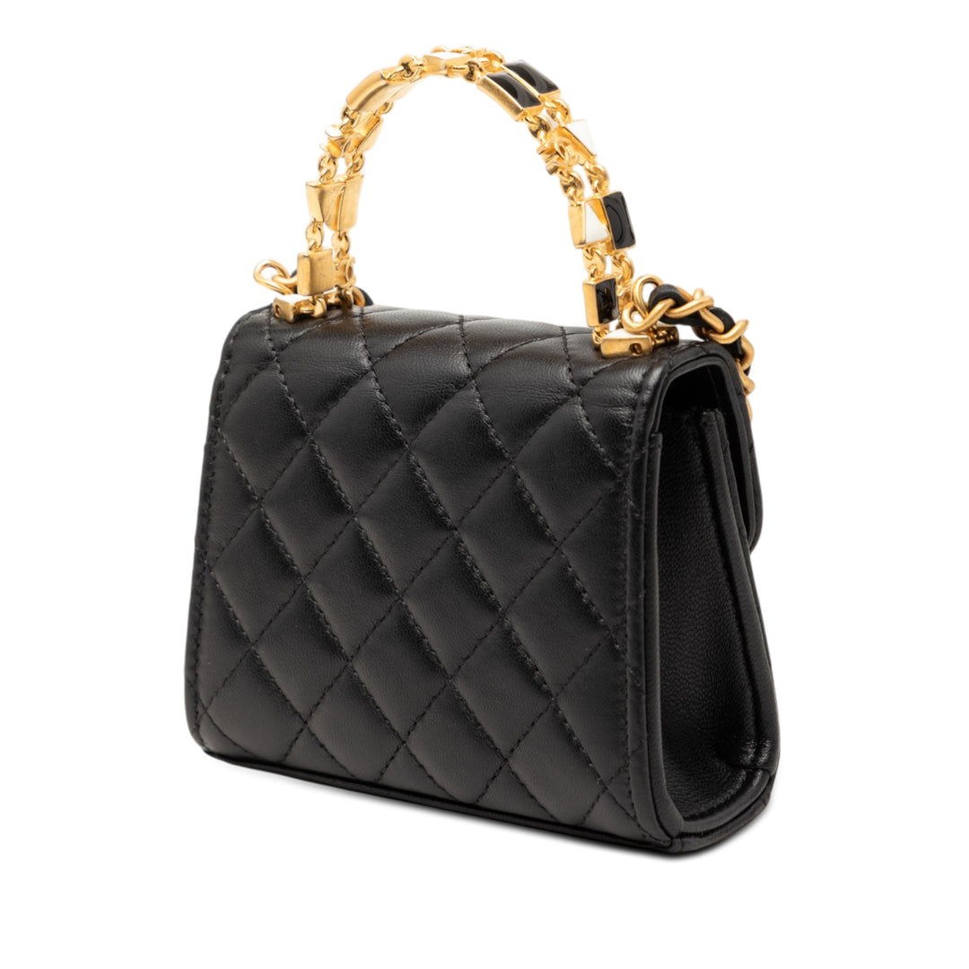 Chanel Mini CC Matelassé Cuir d’agneau Émail sac à anse supérieure