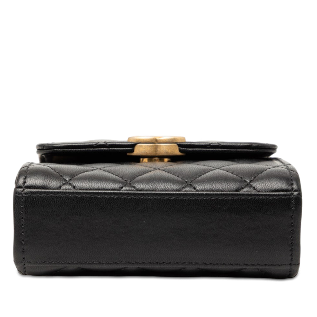 Chanel Mini CC Matelassé Cuir d’agneau Émail sac à anse supérieure