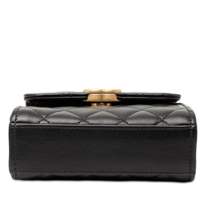 Chanel Mini CC Matelassé Cuir d’agneau Émail sac à anse supérieure