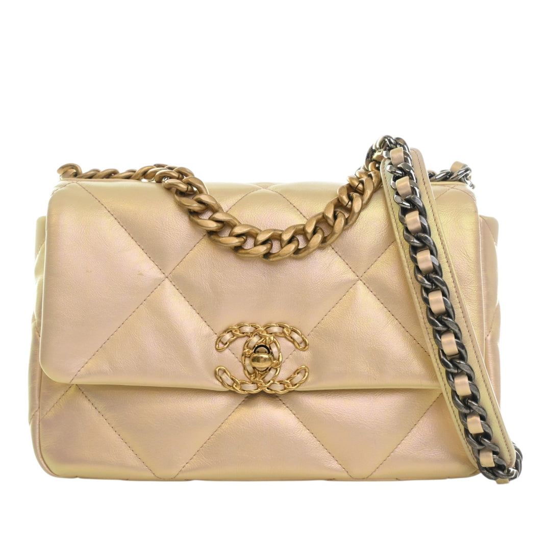 Irisé 19 à rabat Moyen Cuir d'agneau Beige