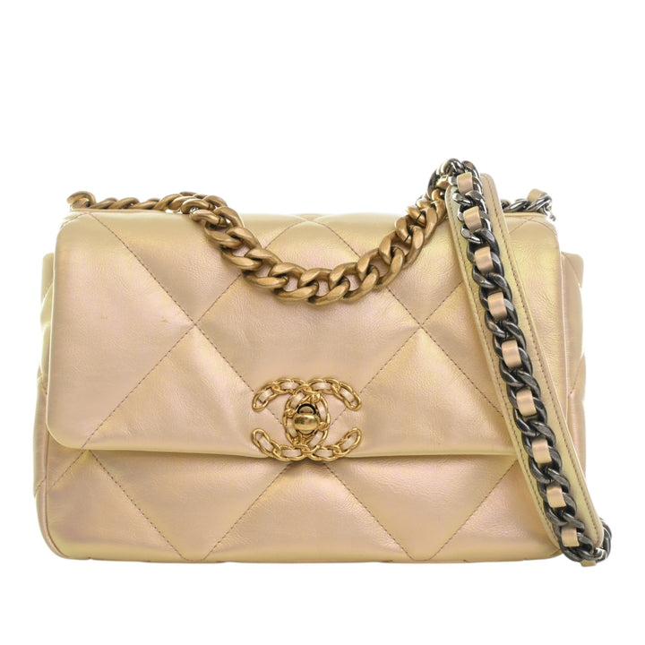 Irisé 19 à rabat Moyen Cuir d'agneau Beige