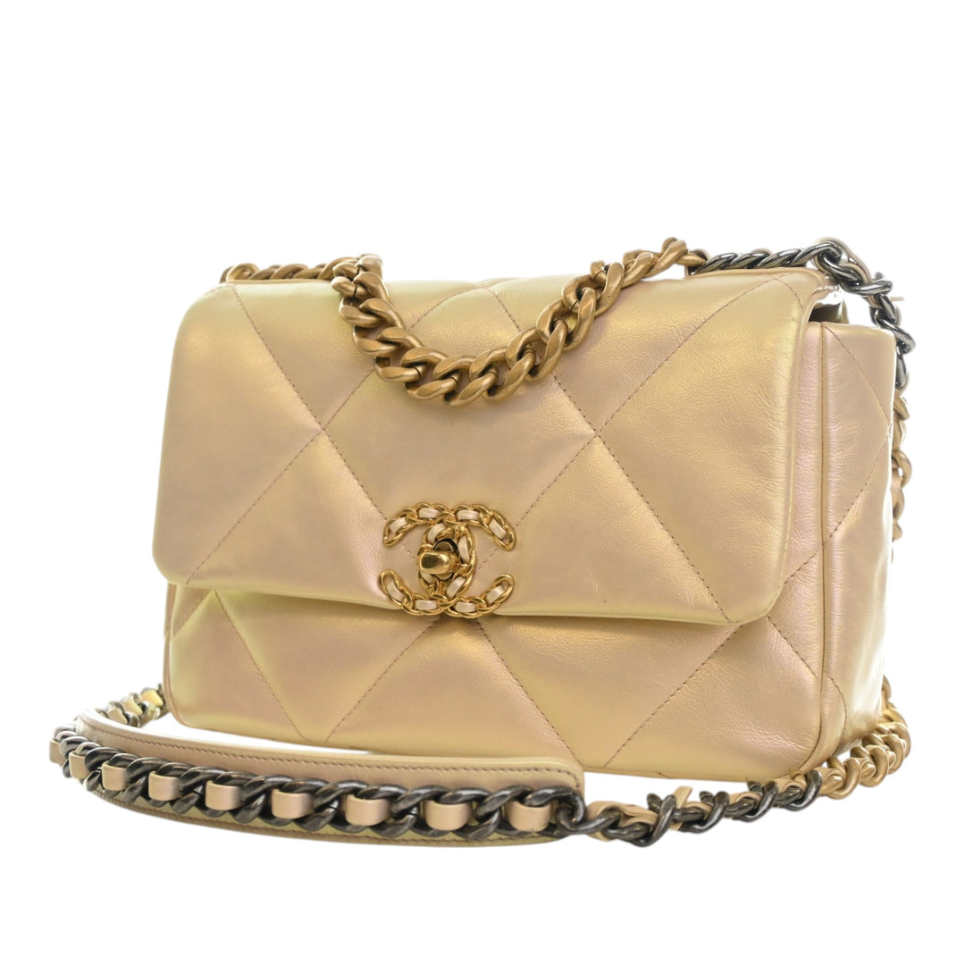 Irisé 19 à rabat Moyen Cuir d'agneau Beige