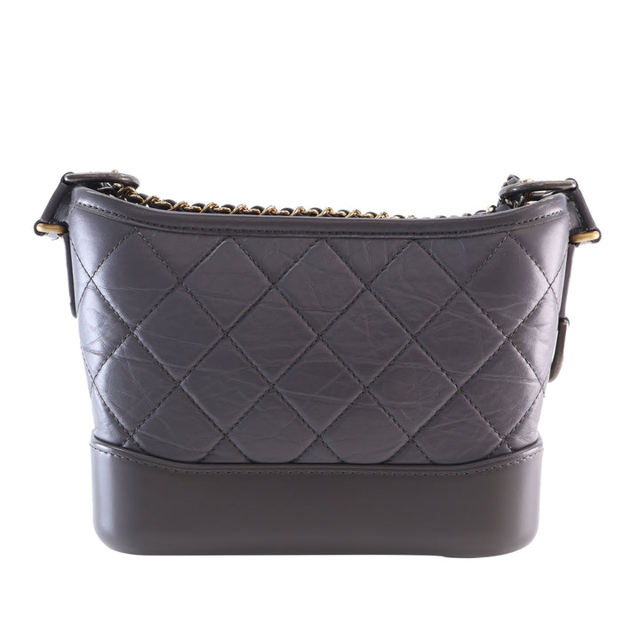 Matelassé vieilli Gabrielle Hobo Petit Cuir de veau Gris