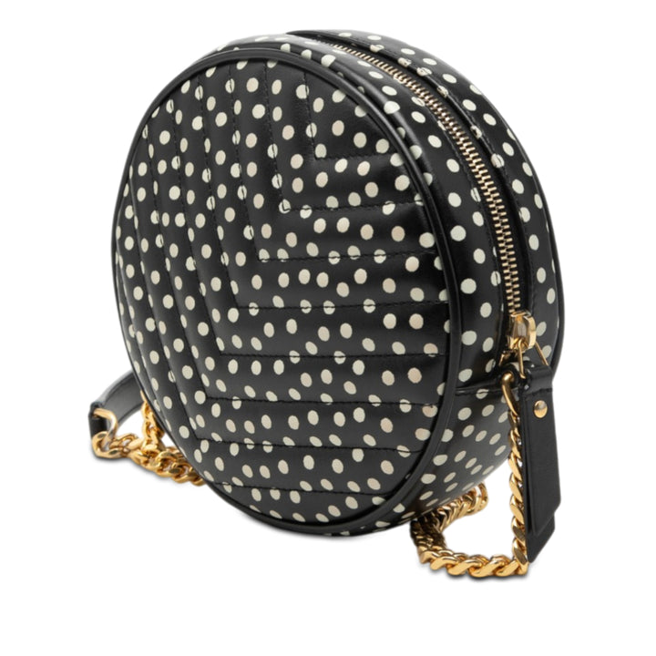 Saint Laurent Chevron Cuir de veau Polka Dot Rond Vinyle Sac caméra