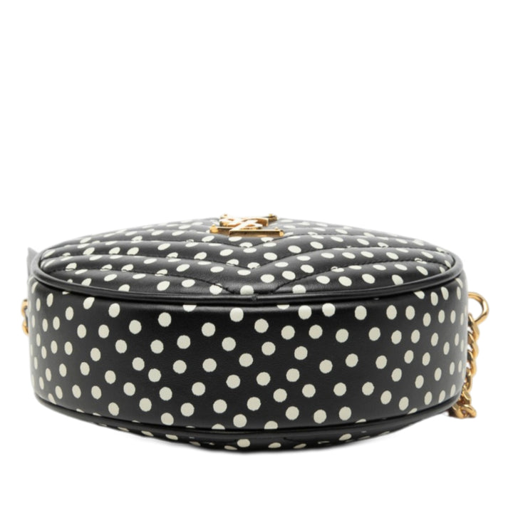 Saint Laurent Chevron Cuir de veau Polka Dot Rond Vinyle Sac caméra