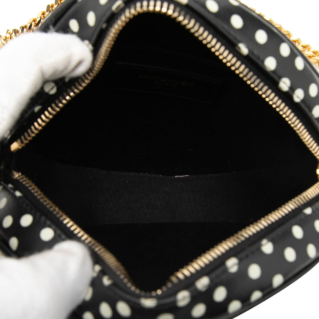 Saint Laurent Chevron Cuir de veau Polka Dot Rond Vinyle Sac caméra