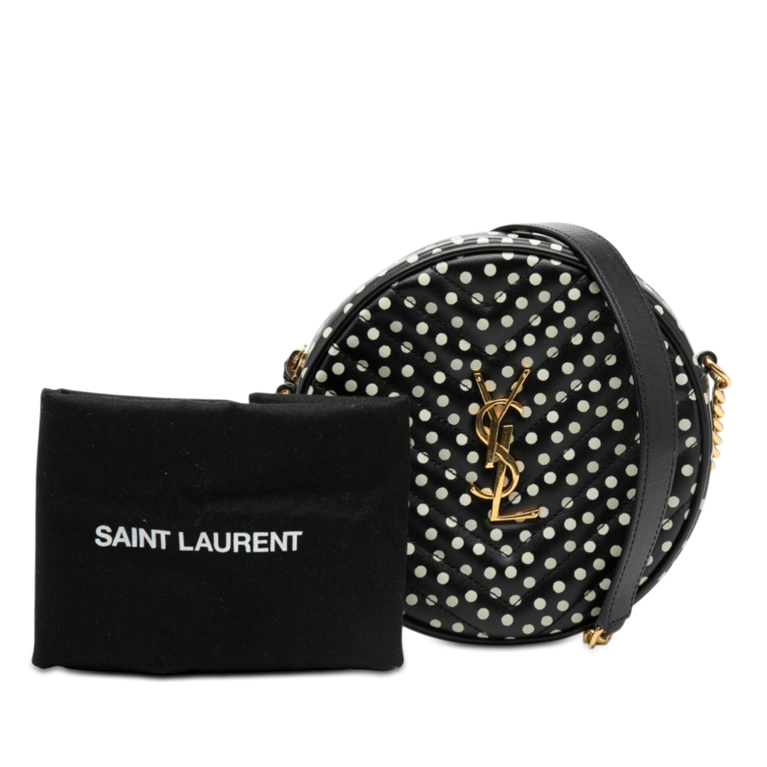 Saint Laurent Chevron Cuir de veau Polka Dot Rond Vinyle Sac caméra
