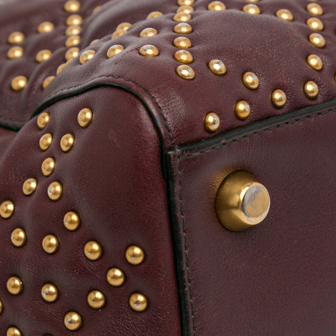 Medium Lambskin Cannage Studded Supple Lady Dior Red - Gaby Paris