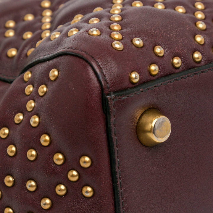 Medium Lambskin Cannage Studded Supple Lady Dior Red - Gaby Paris
