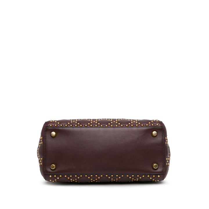 Medium Lambskin Cannage Studded Supple Lady Dior Red - Gaby Paris