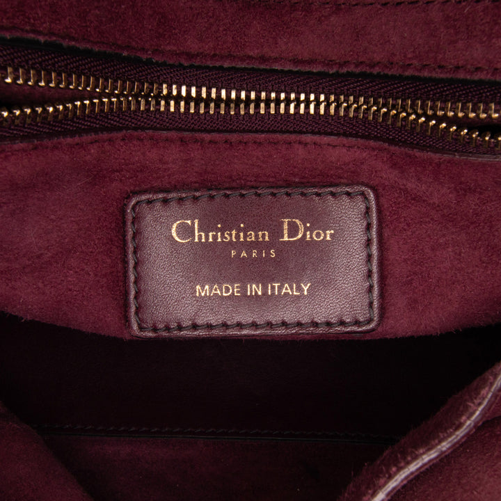 Medium Lambskin Cannage Studded Supple Lady Dior Red - Gaby Paris