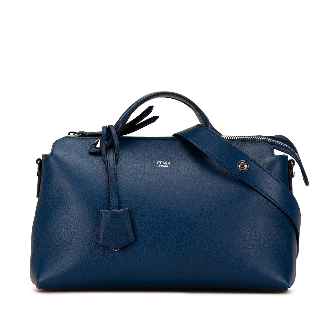 Medium By The Way Leather Satchel Blue - Gaby Paris