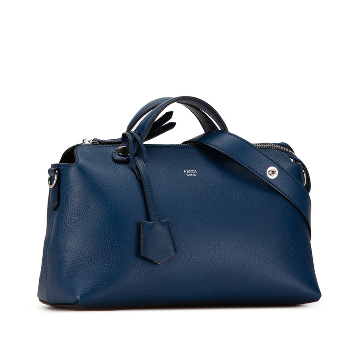 Medium By The Way Leather Satchel Blue - Gaby Paris