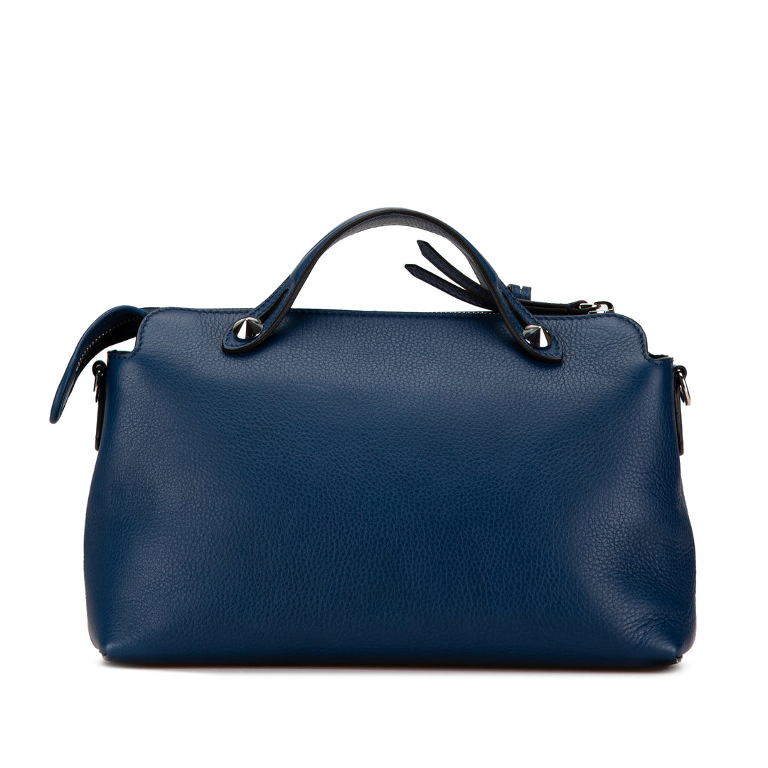 Medium By The Way Leather Satchel Blue - Gaby Paris