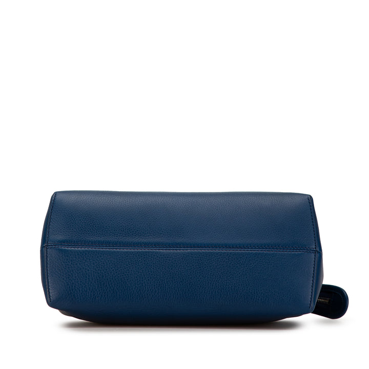 Medium By The Way Leather Satchel Blue - Gaby Paris