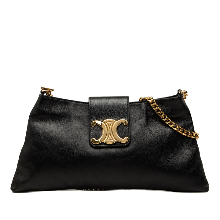 Celine Triomphe Wiltern Sac Cuir de veau Noir – vue principale – GABY PARIS
