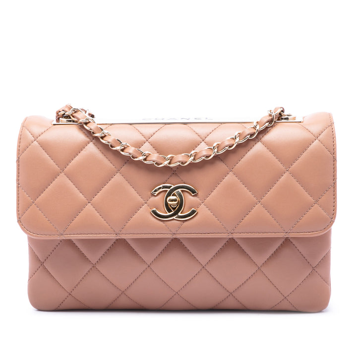 Chanel Matelassé Trendy CC à rabat Moyen Cuir d'agneau Marron – vue principale – GABY PARIS