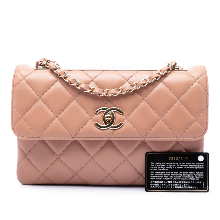 Chanel Matelassé Trendy CC à rabat Moyen Cuir d'agneau Marron – vue 7 – GABY PARIS